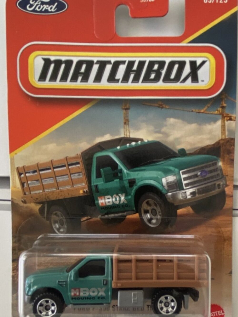 Matchbox Ford F-350 Stake Bed Truck Mbox Moving Co 63/125 1:64 Green Diecast